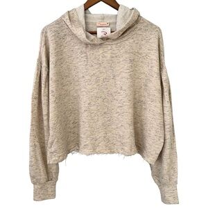 Maronie Cropped Pullover Hoodie Sweatshirt Size Small NWOT Distressed Hem